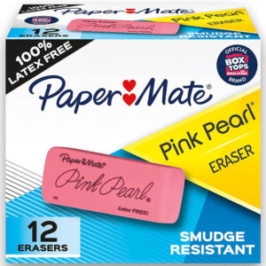 Paper-Mate-Pink-Pearl-Erasers,-Large,-12-Count