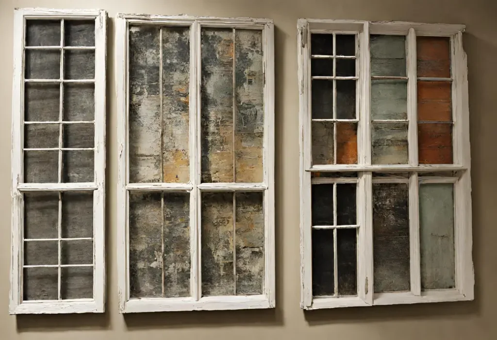 Old windows for wall art