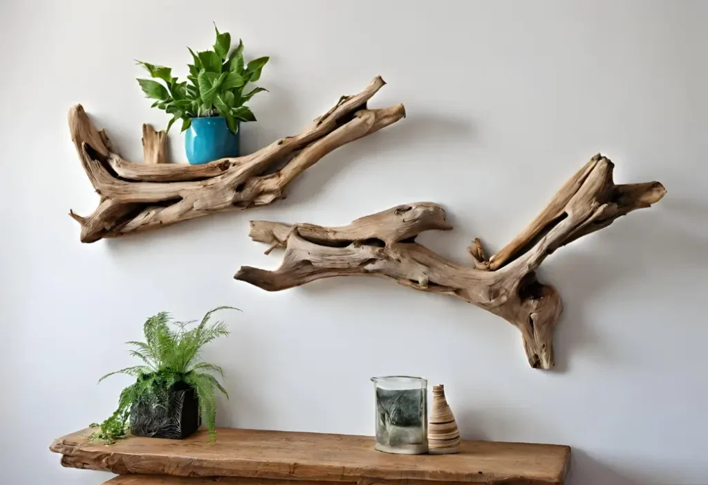 wall-mounted driftwood shelf for Wall Art